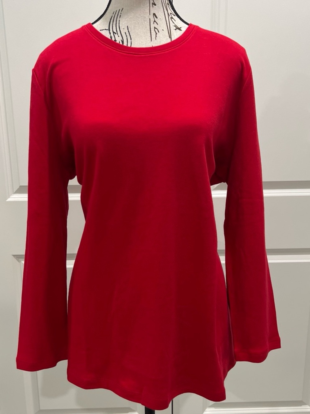 NWT Kim Rogers Red Long-Sleeve Crewneck Top, XL